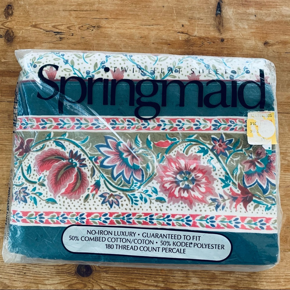 Vintage Springfield Twin Flat Sheet Floral New